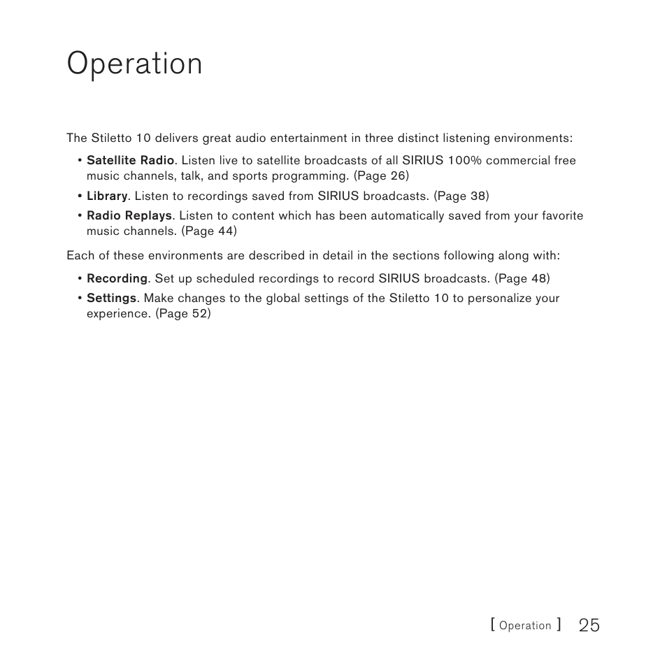 Operation | Sirius Satellite Radio STILETTO 10 100306B User Manual | Page 27 / 80