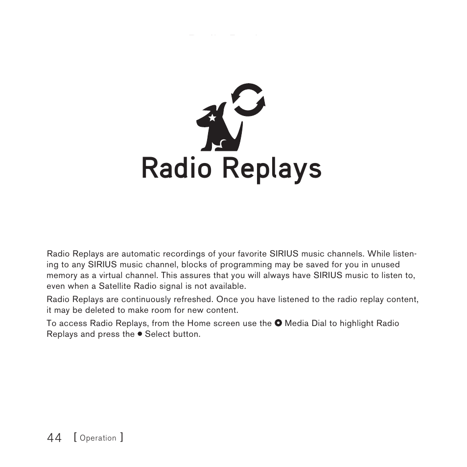 Radio replays | Sirius Satellite Radio STILETTO 10 100306B User Manual | Page 46 / 80