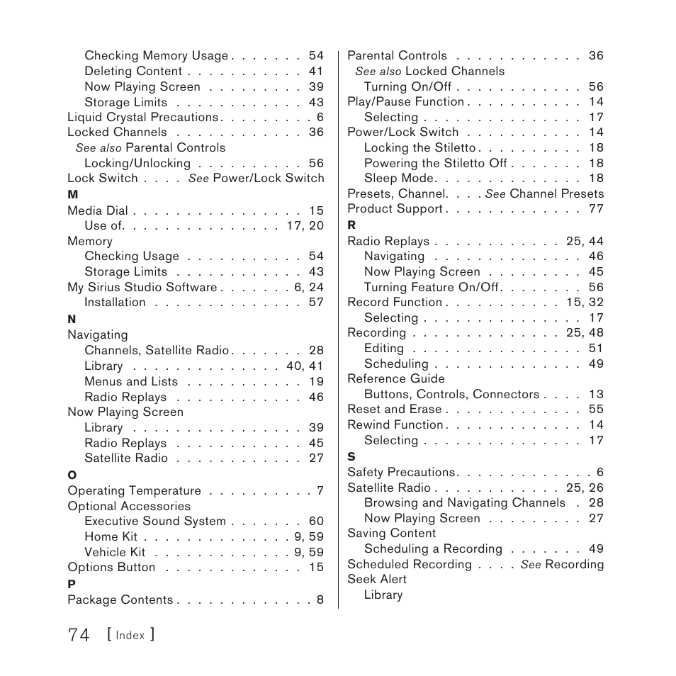 Sirius Satellite Radio STILETTO 10 100306B User Manual | Page 76 / 80