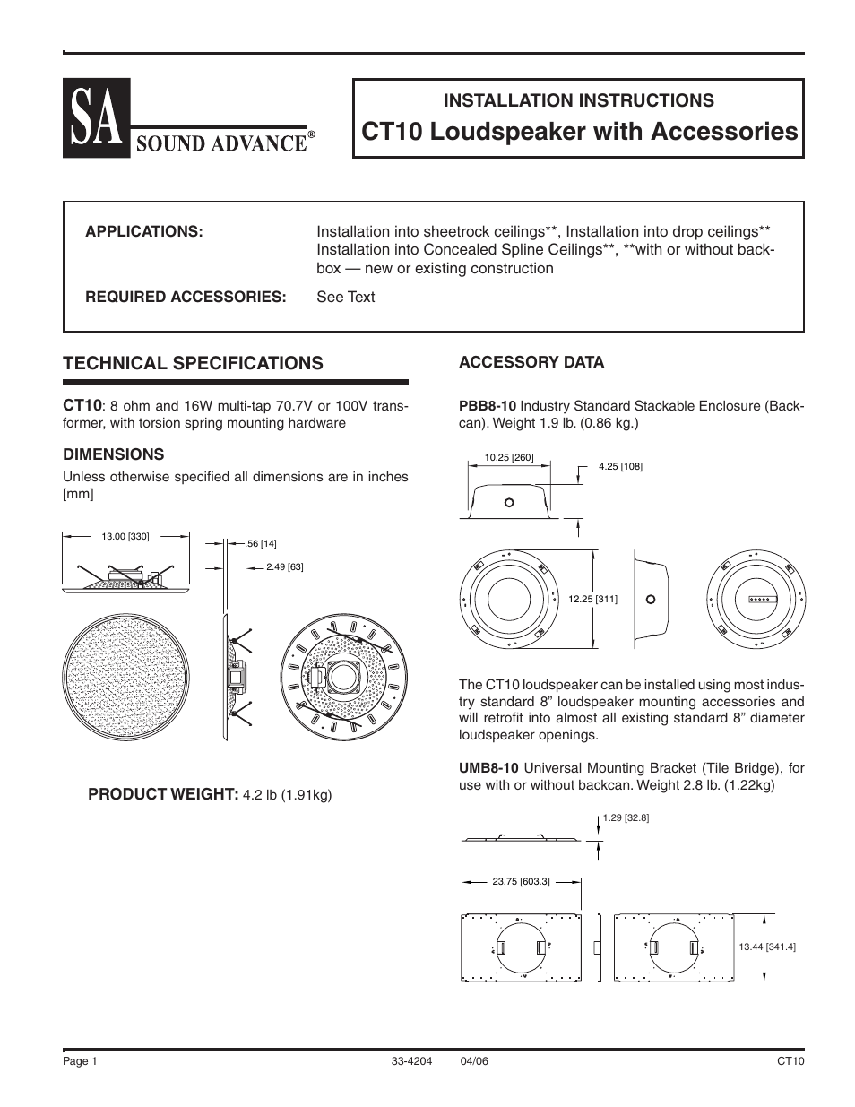 Sound Tech CT10 User Manual | 4 pages