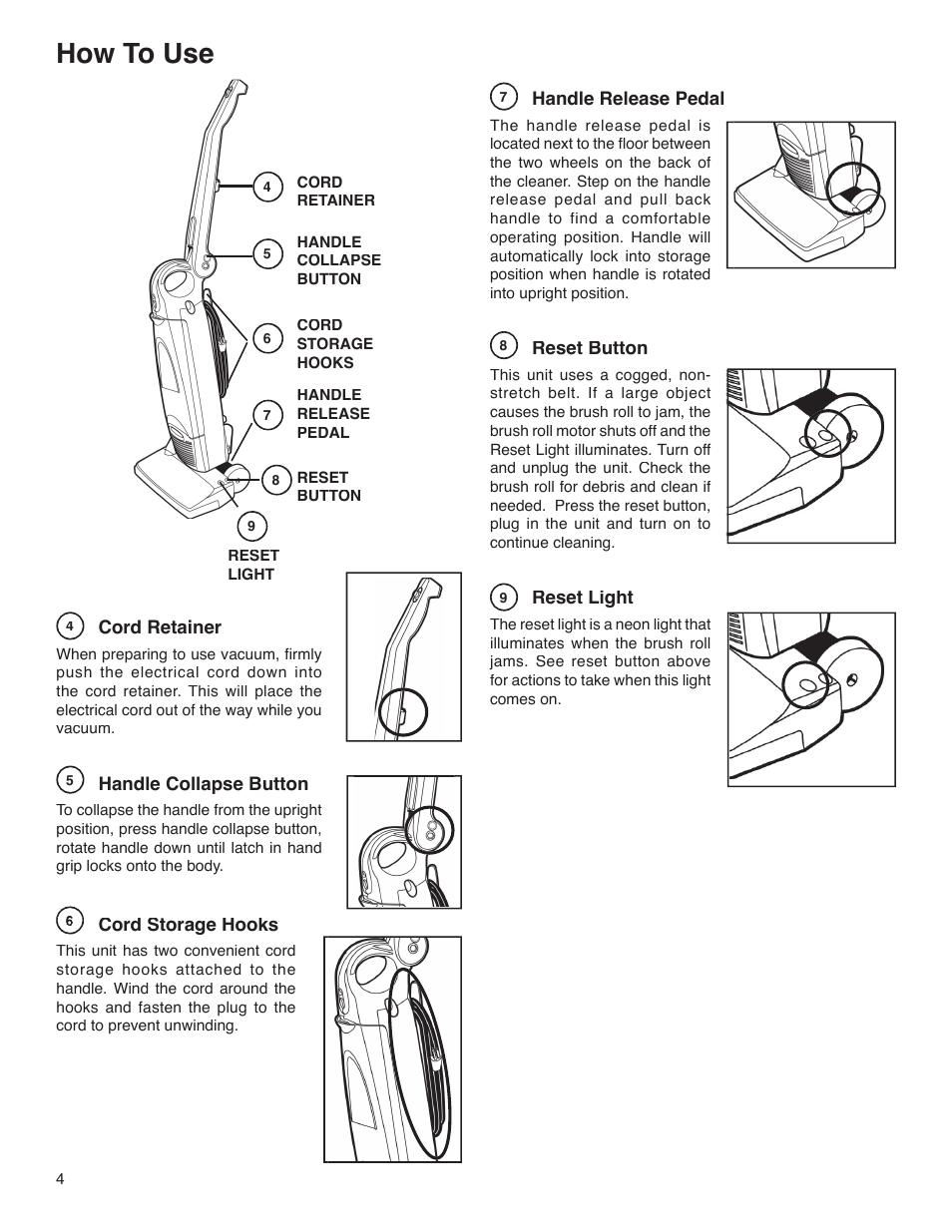 How to use | Sanitaire S780 User Manual | Page 4 / 8