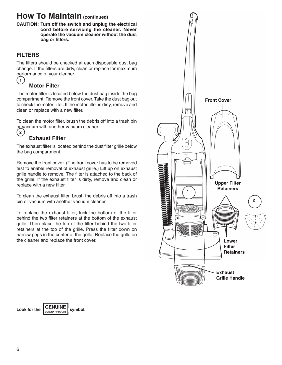 How to maintain | Sanitaire S780 User Manual | Page 6 / 8