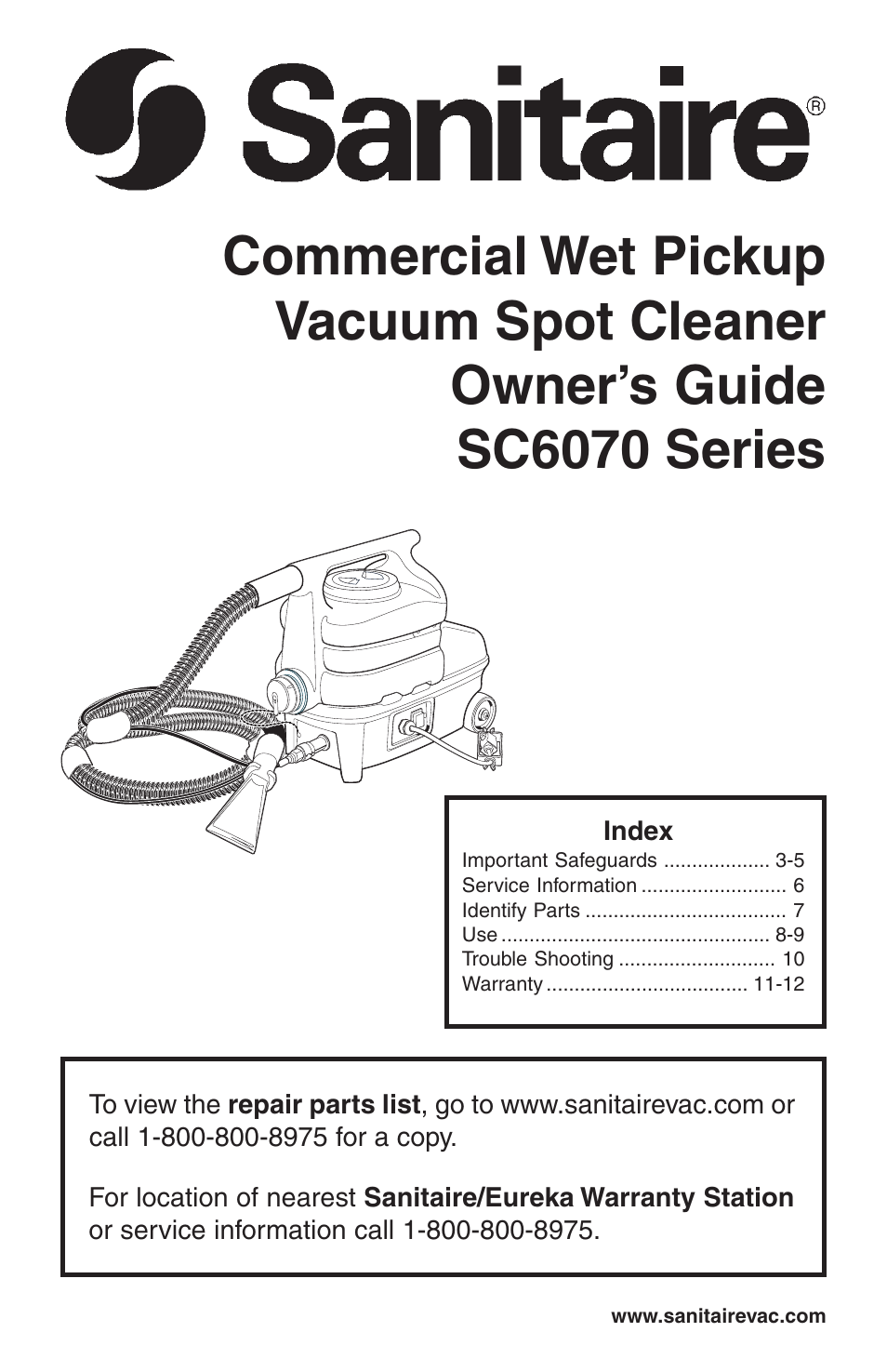 Sanitaire SC6070 Series User Manual | 16 pages