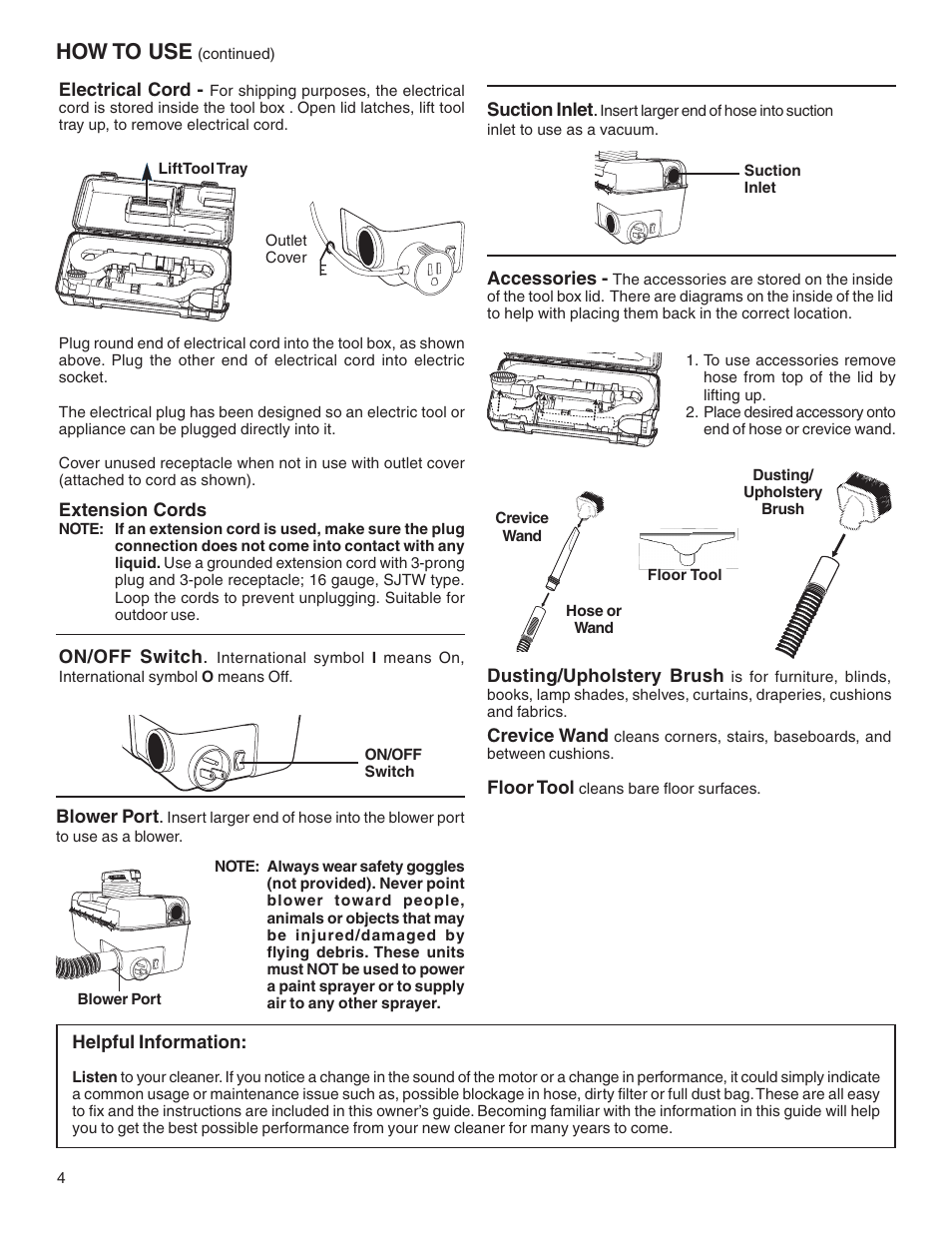 How to use | Sanitaire 1040 User Manual | Page 4 / 8