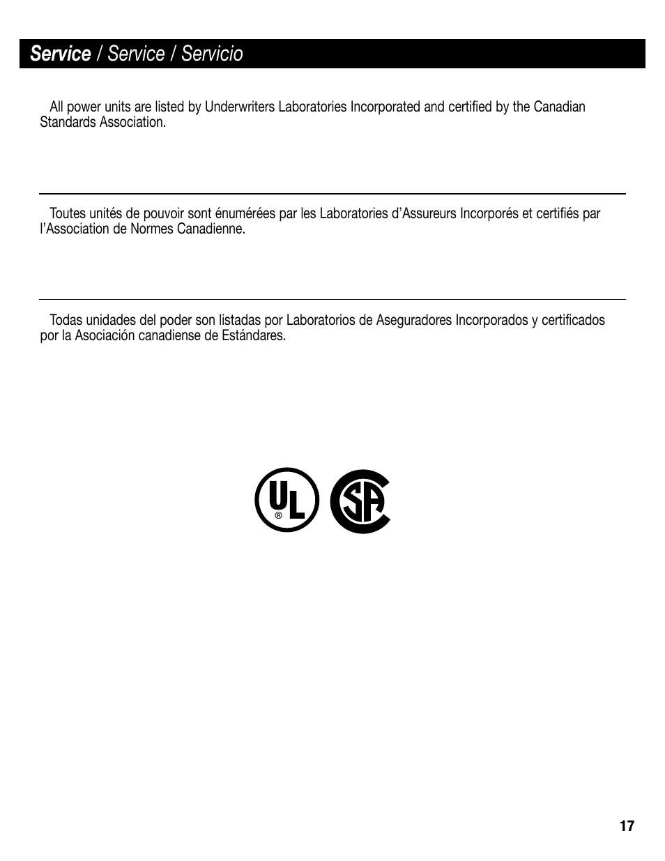 Service / service / servicio | Sanitaire SC6600 User Manual | Page 17 / 20