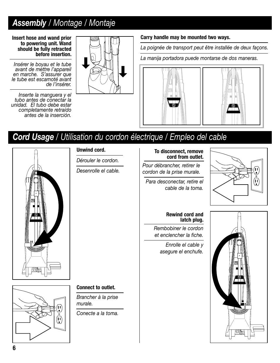 Assembly / montage / montaje | Sanitaire SC6600 User Manual | Page 6 / 20