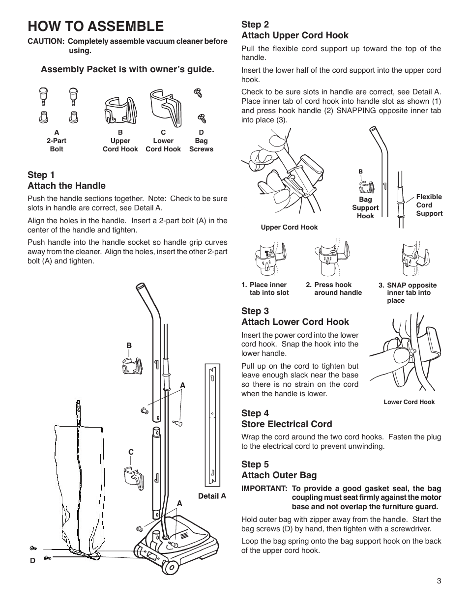 How to assemble | Sanitaire S647 Series User Manual | Page 3 / 7