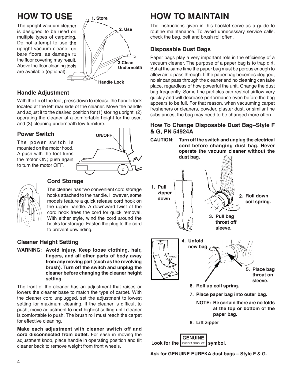 How to use, How to maintain | Sanitaire S647 Series User Manual | Page 4 / 7