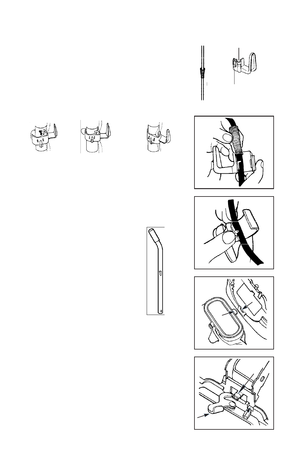 Step 2 attach upper cord hook, Step 4 install the bag, Step 3 attach lower cord hook | Sanitaire SC899 User Manual | Page 7 / 16