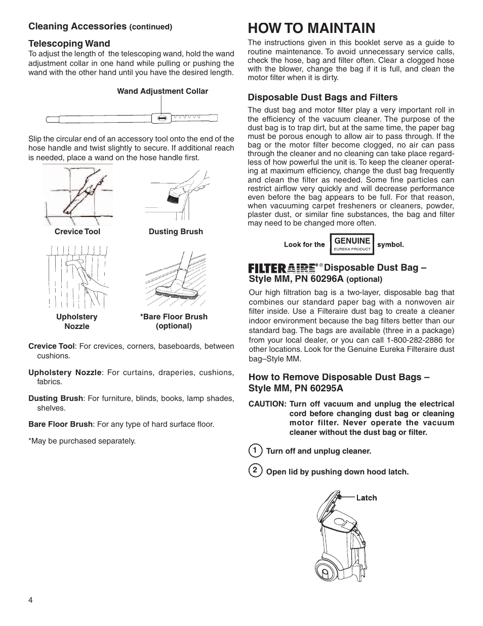 How to maintain | Sanitaire S3680 User Manual | Page 4 / 8