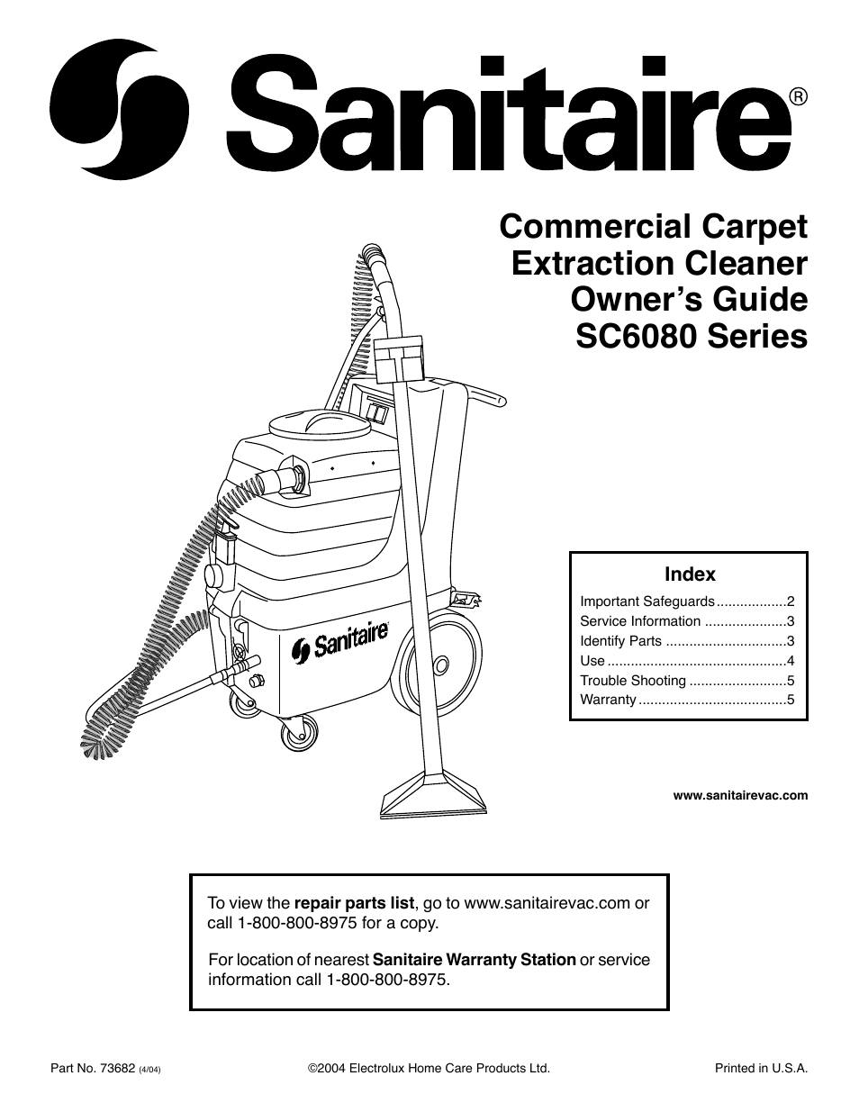 Sanitaire SC6080 User Manual | 16 pages