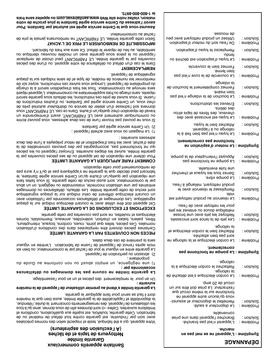 Dépannage | Sanitaire SC6080 User Manual | Page 12 / 16