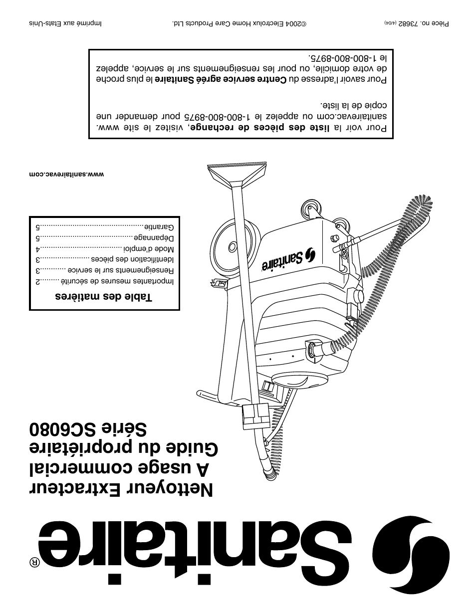 Sanitaire SC6080 User Manual | Page 16 / 16