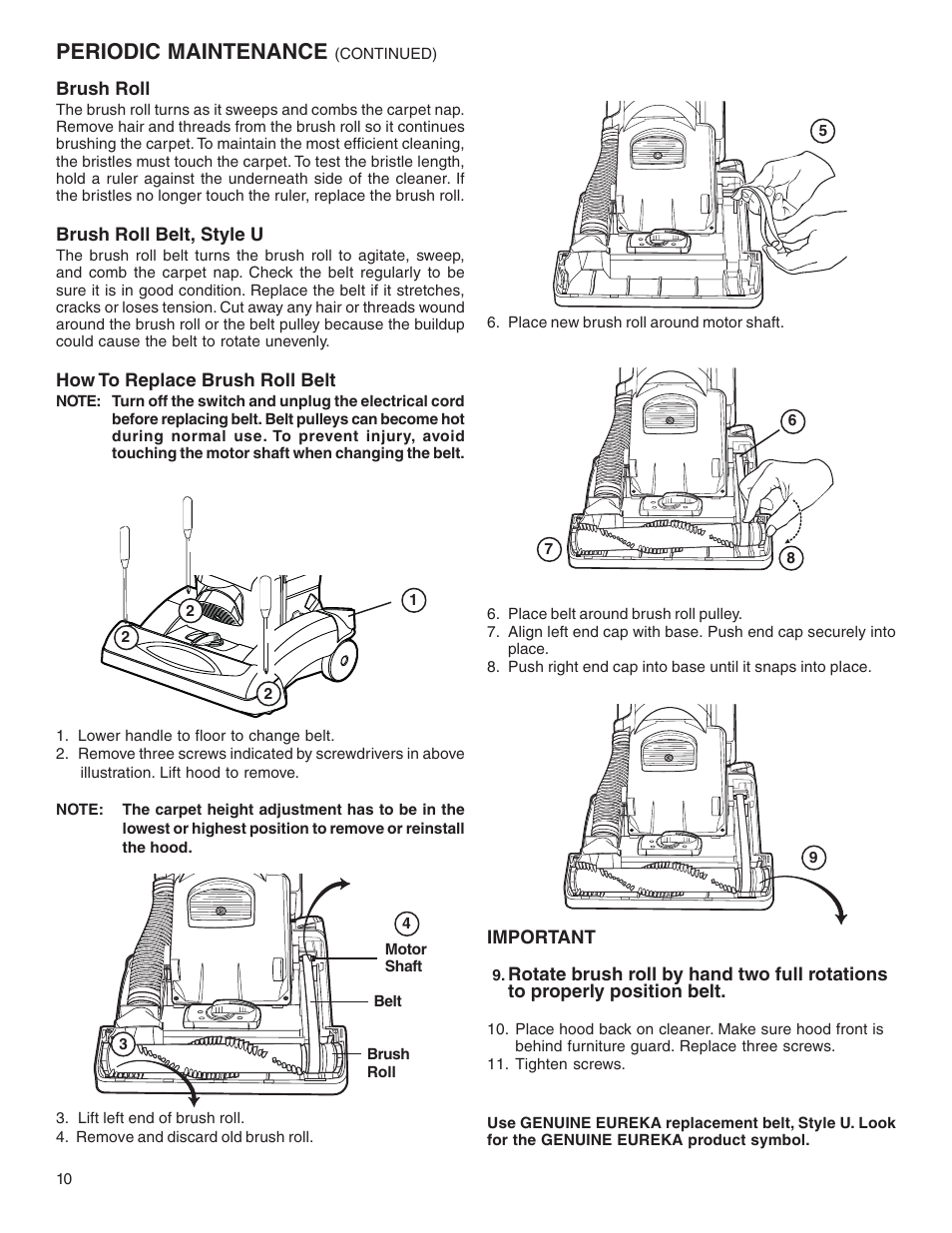 Periodic maintenance | Sanitaire SC5800 Series User Manual | Page 10 / 12