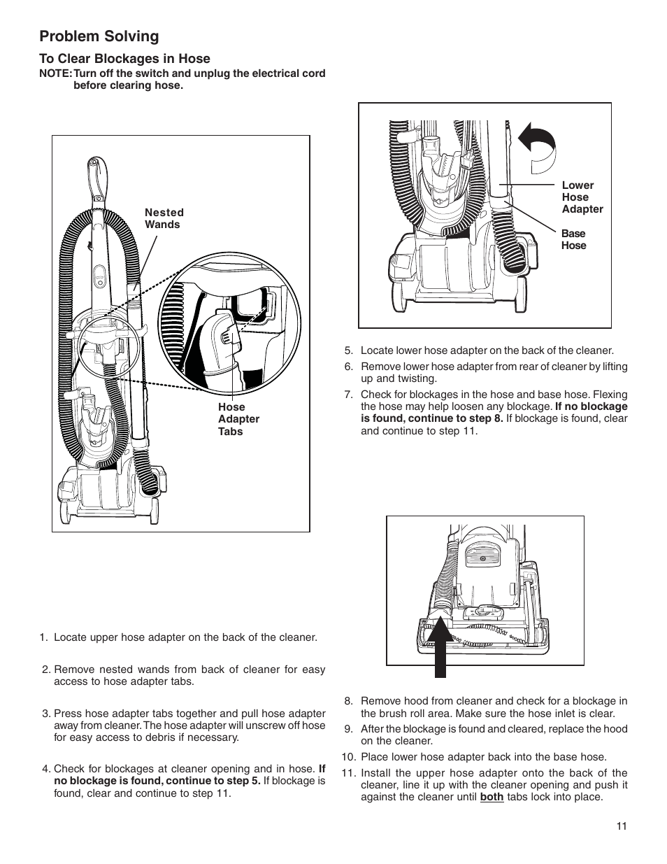 Problem solving | Sanitaire SC5800 Series User Manual | Page 11 / 12