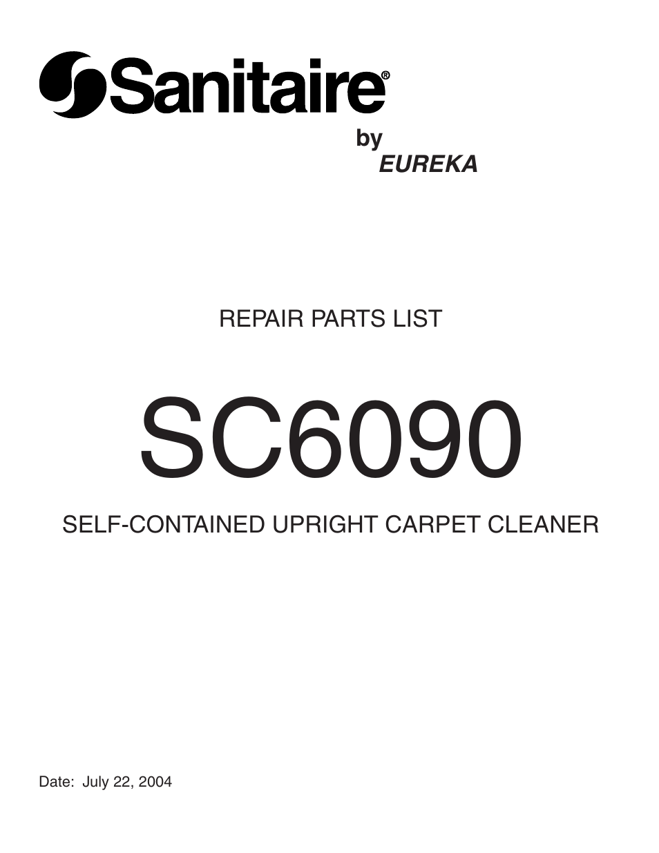 Sanitaire SC6090 User Manual | 12 pages