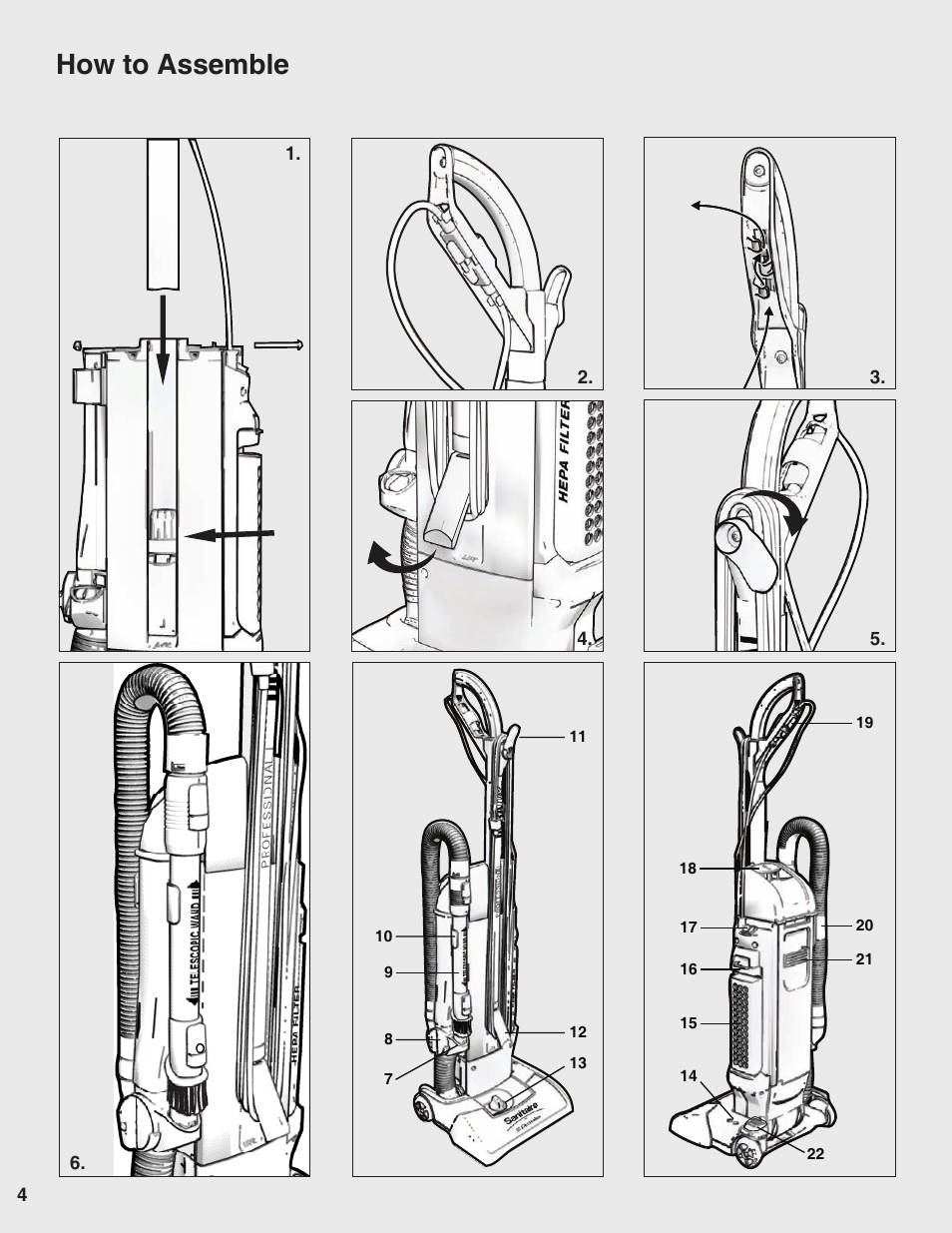 How to assemble | Sanitaire 9100 Series User Manual | Page 4 / 12