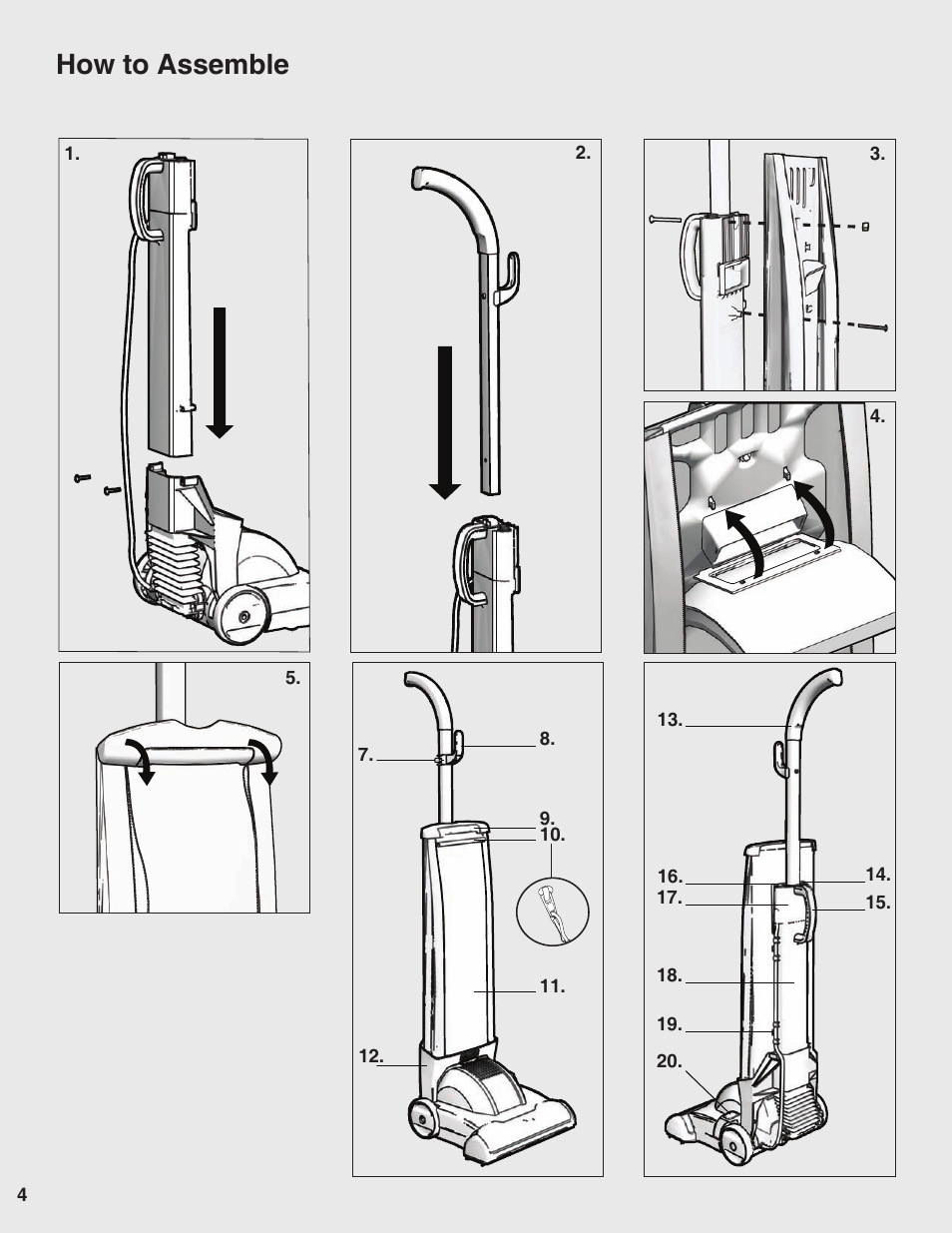 How to assemble | Sanitaire 9020 User Manual | Page 4 / 8