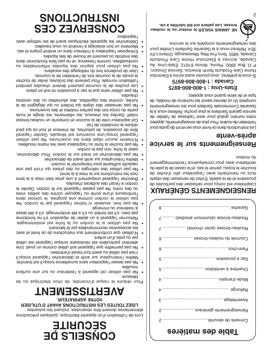 Sanitaire 800 User Manual | Page 23 / 24