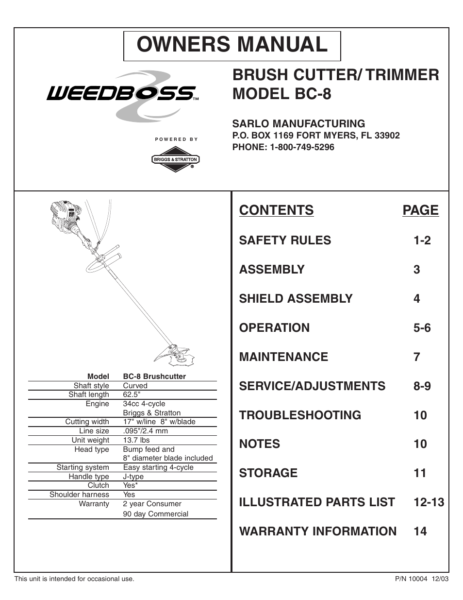 Sarlo BC-8 User Manual | 16 pages