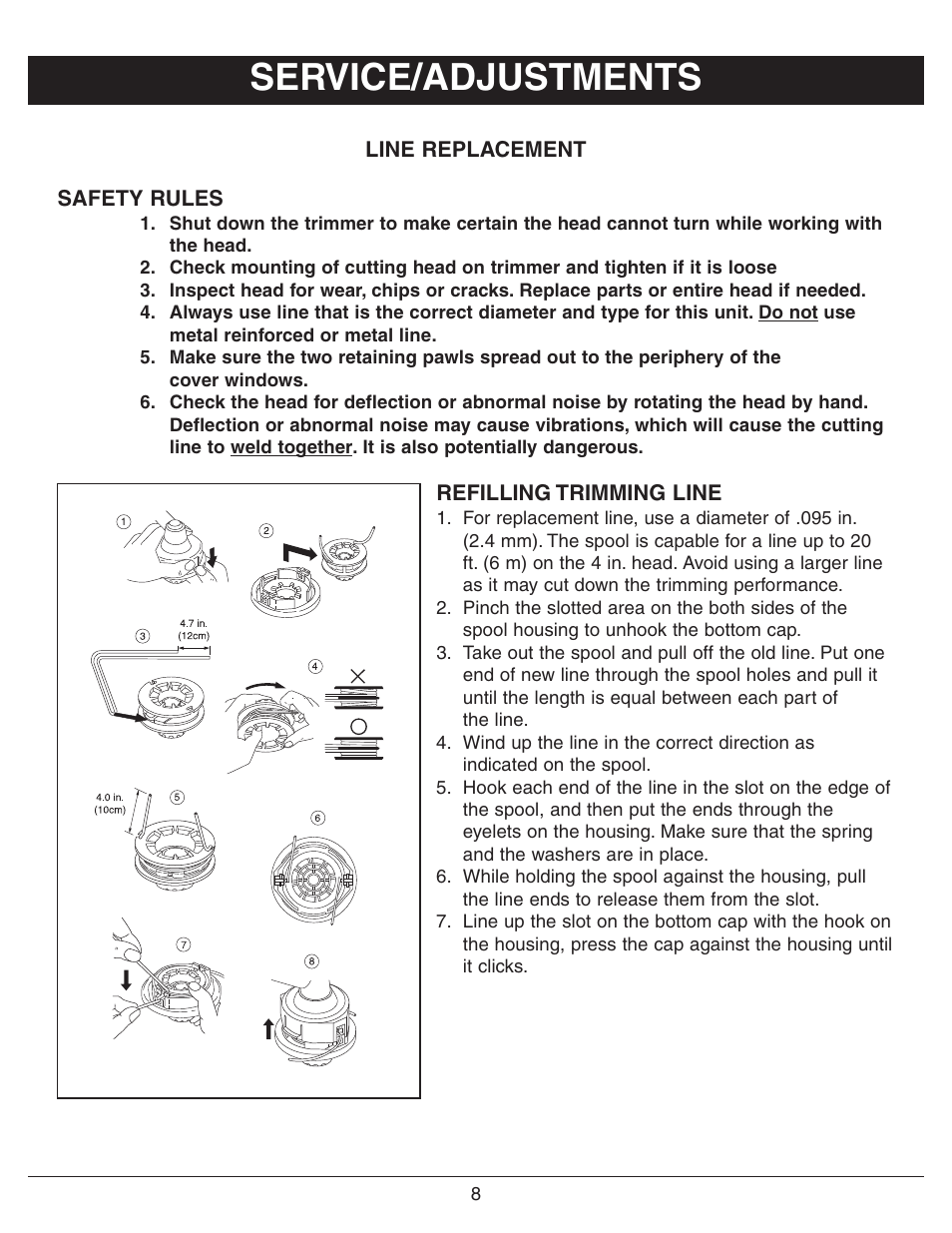 Service/adjustments | Sarlo BC-8 User Manual | Page 10 / 16