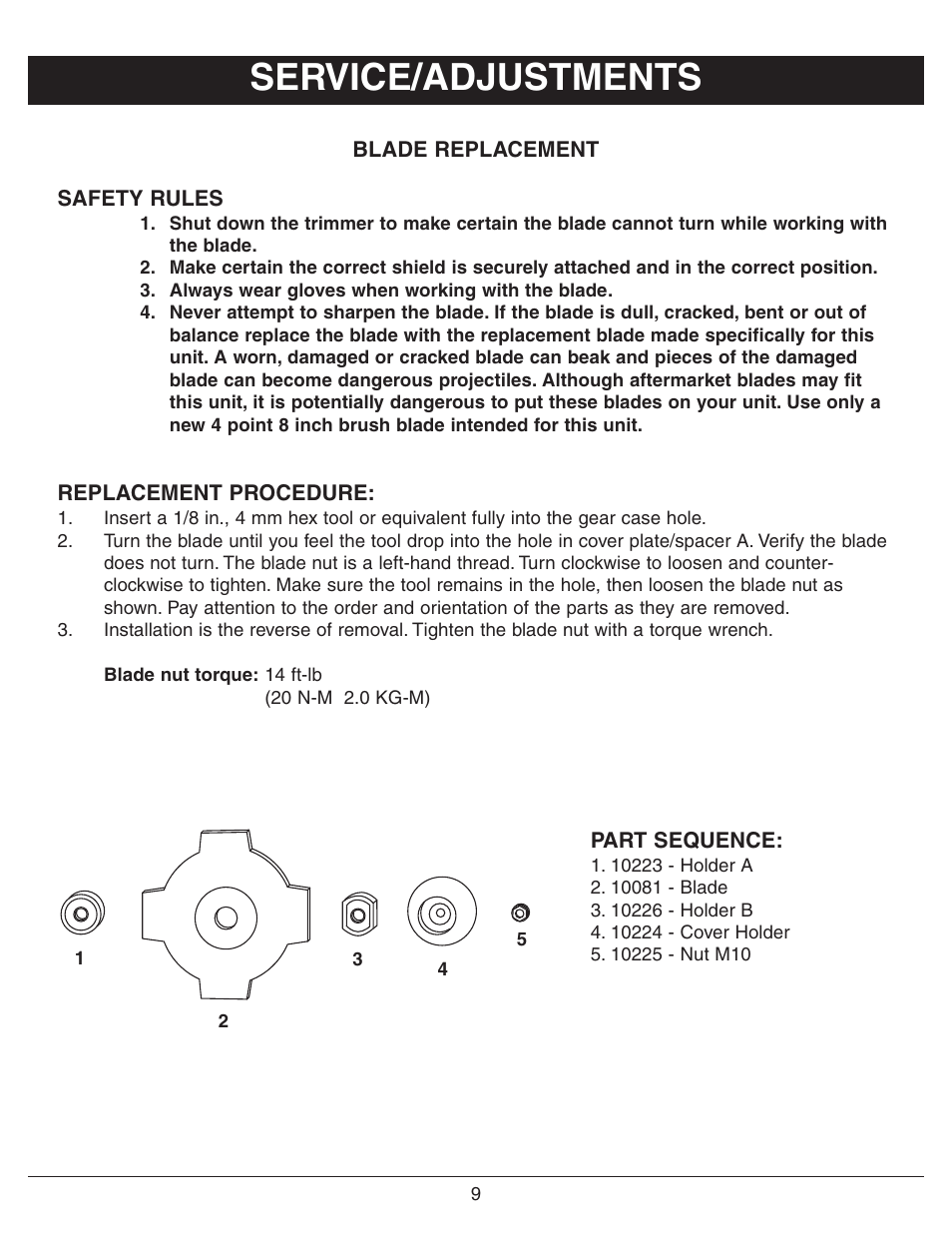 Service/adjustments | Sarlo BC-8 User Manual | Page 11 / 16