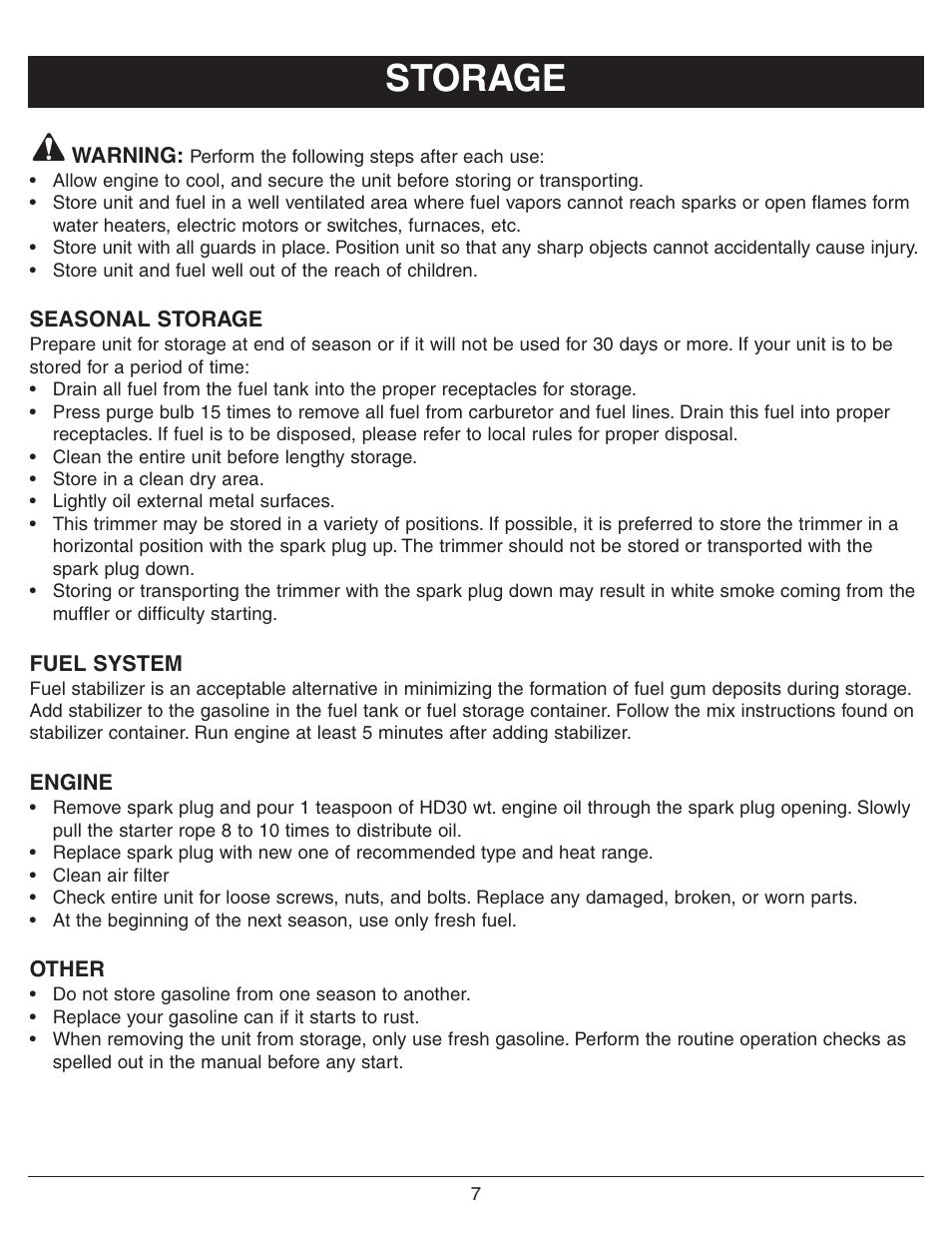 Storage | Sarlo SS-18 User Manual | Page 9 / 12