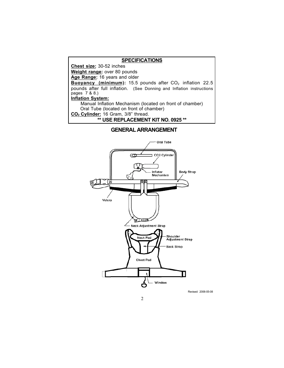 General arrangement | Stearns Recreational 4430 User Manual | Page 2 / 23