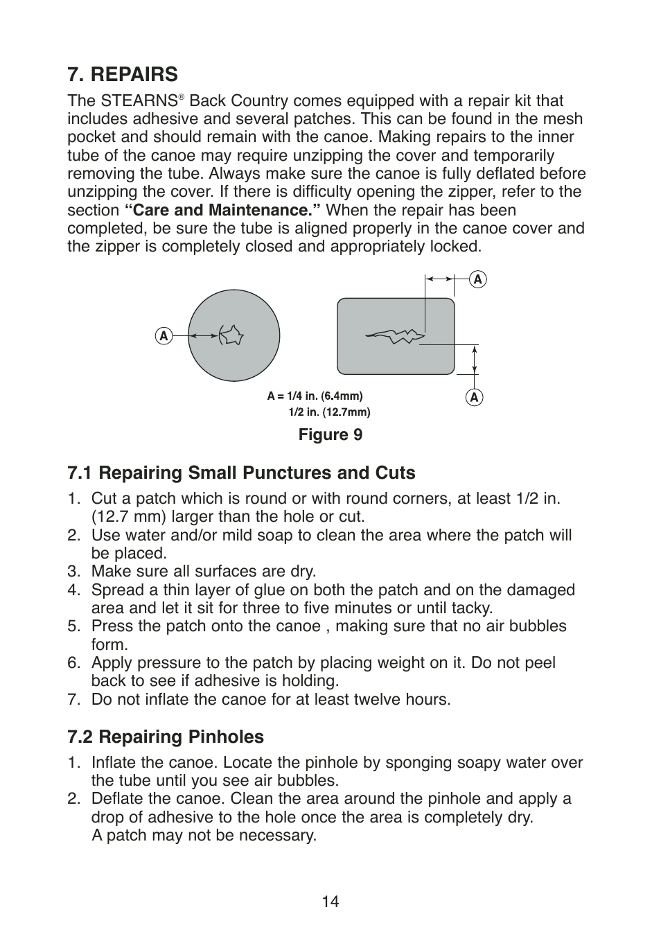 Repairs | Stearns Recreational Back Country B801 Green Red User Manual | Page 16 / 74