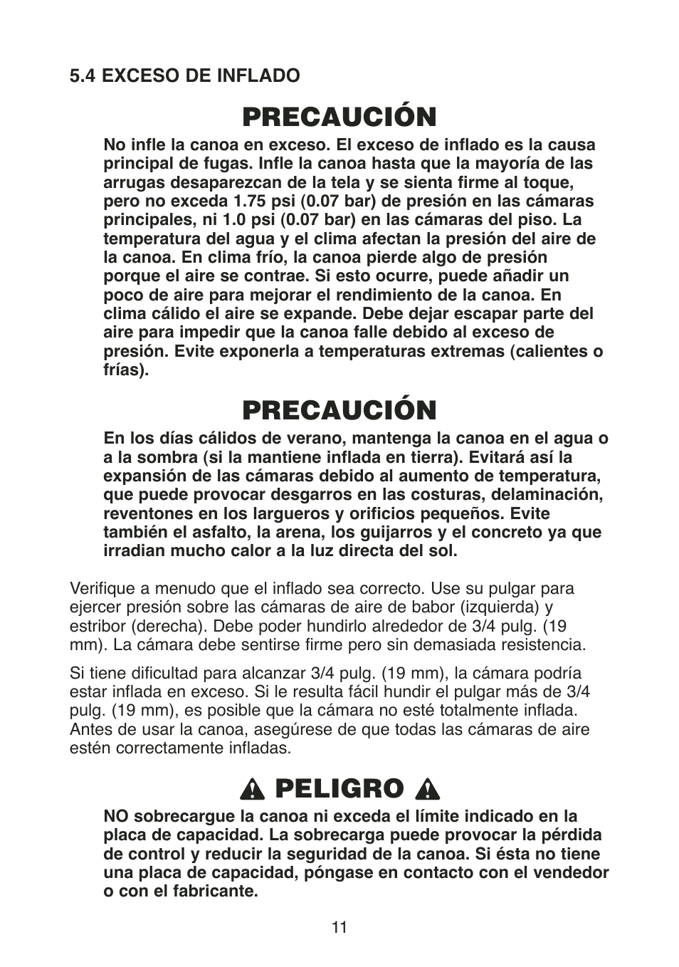 Precaución, L peligro l | Stearns Recreational Back Country B801 Green Red User Manual | Page 30 / 74