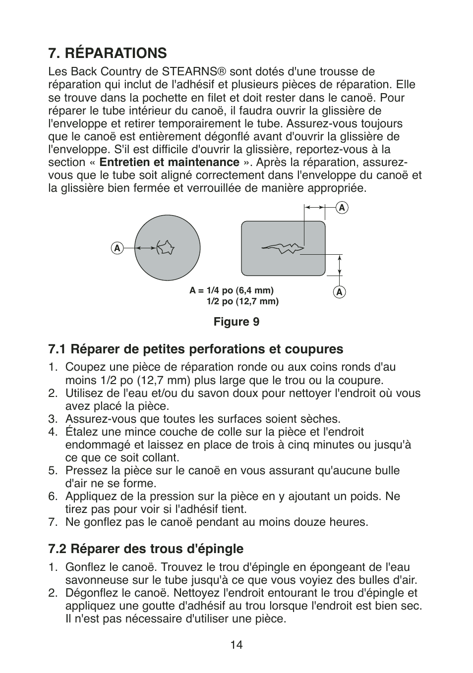 Réparations | Stearns Recreational Back Country B801 Green Red User Manual | Page 51 / 74