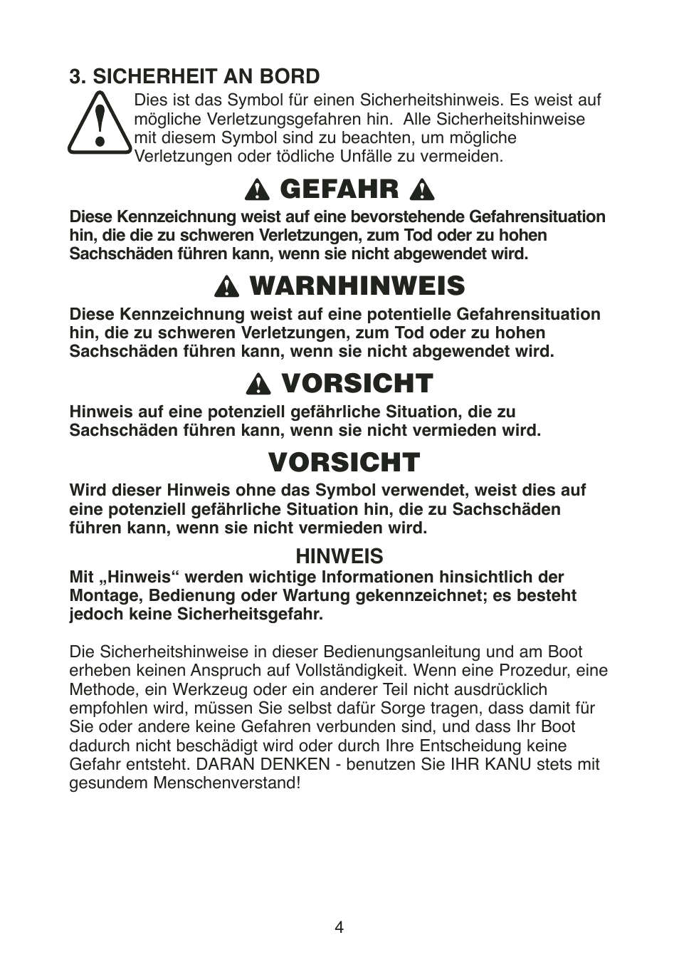 L gefahr l, L warnhinweis, L vorsicht | Vorsicht | Stearns Recreational Back Country B801 Green Red User Manual | Page 59 / 74