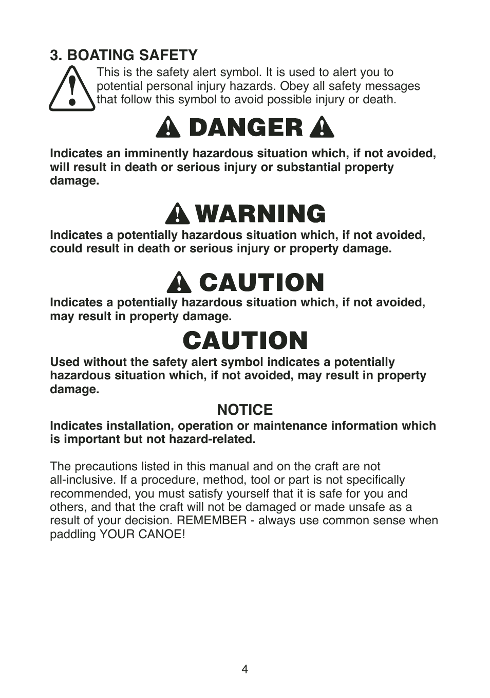 Boating safety, Notice | Stearns Recreational Back Country B801 Green Red User Manual | Page 6 / 74