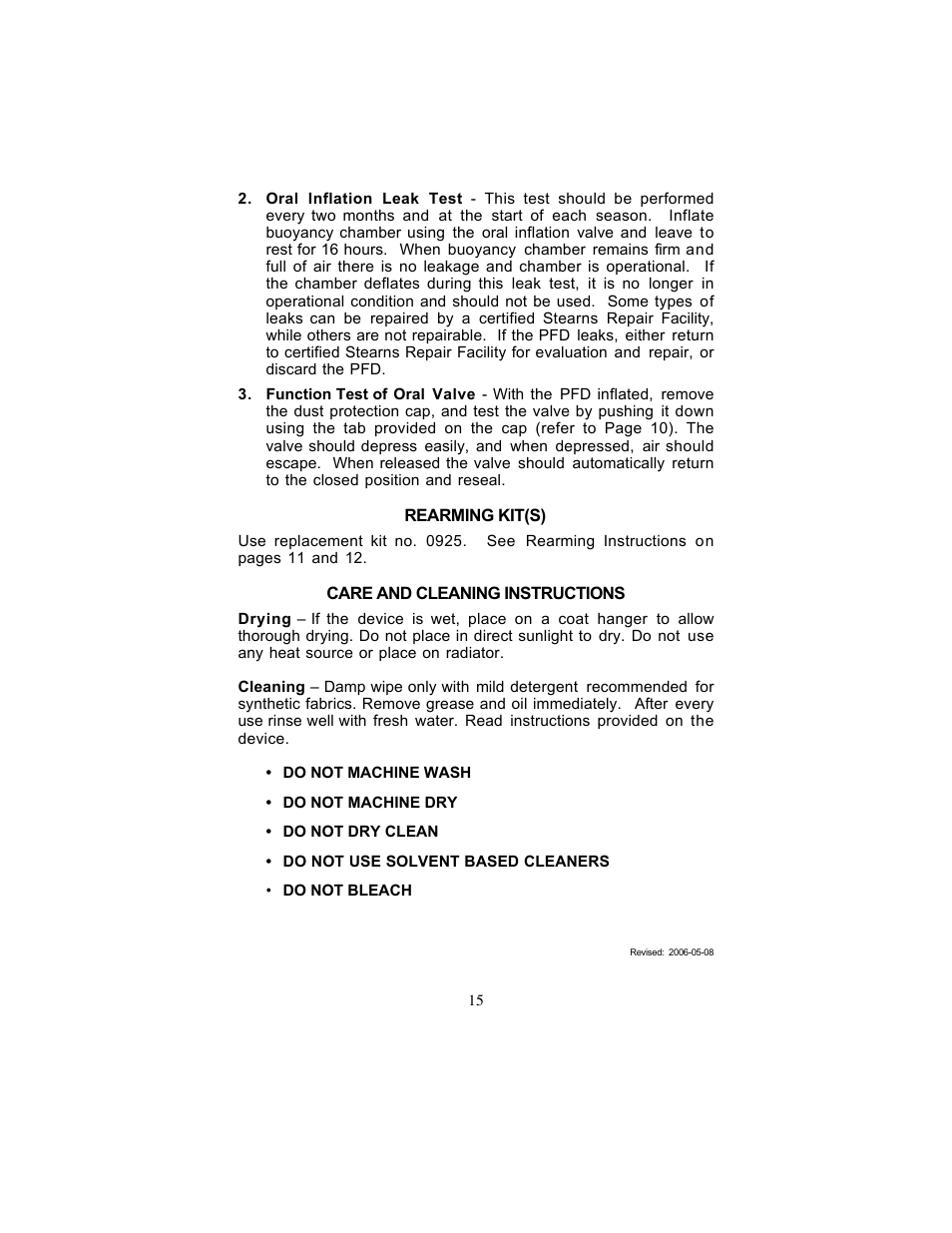 Stearns Recreational 0340 User Manual | Page 15 / 22
