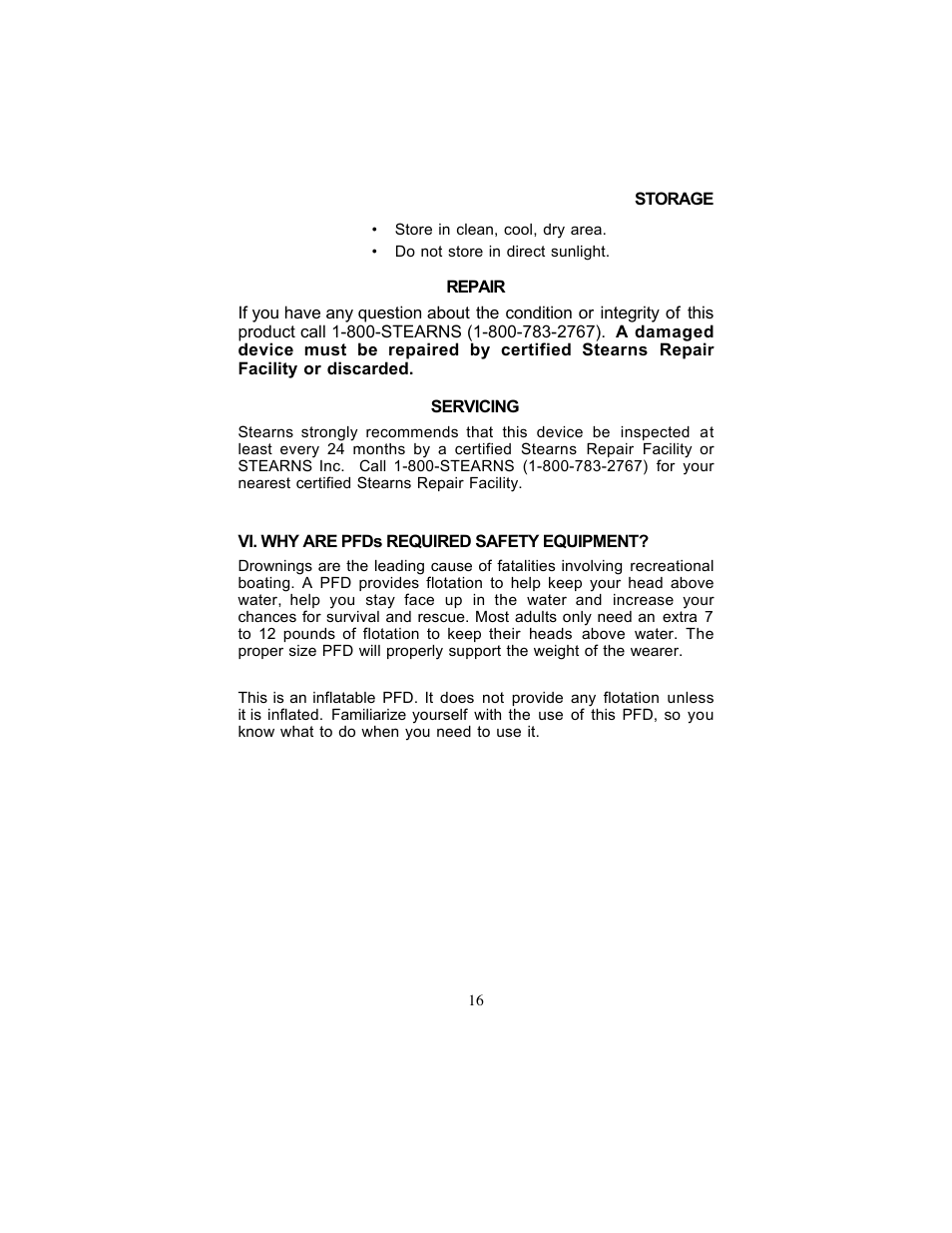 Stearns Recreational 0340 User Manual | Page 16 / 22