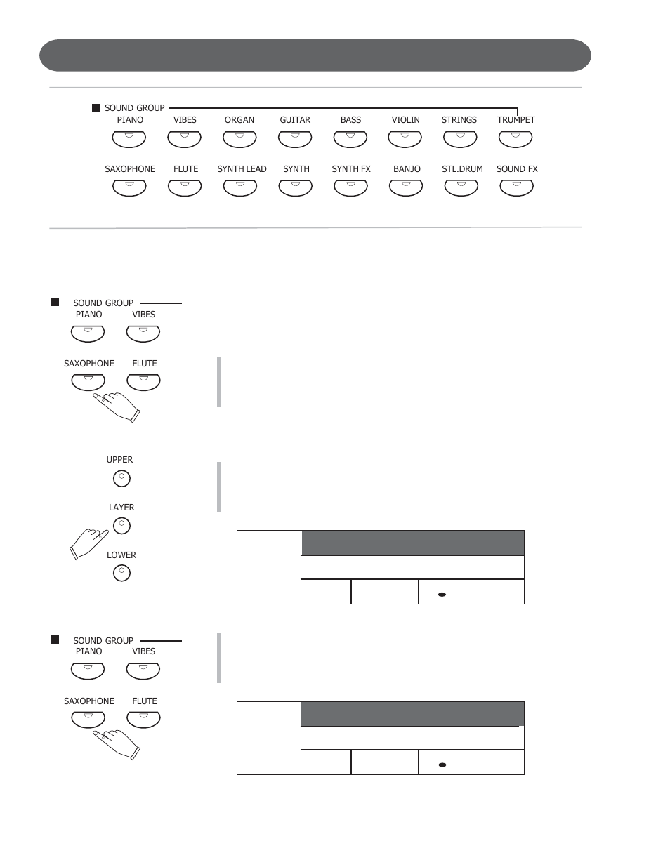 Piano voices - quick selection | Suzuki Musical Instrument Corp. GP-3 User Manual | Page 34 / 100