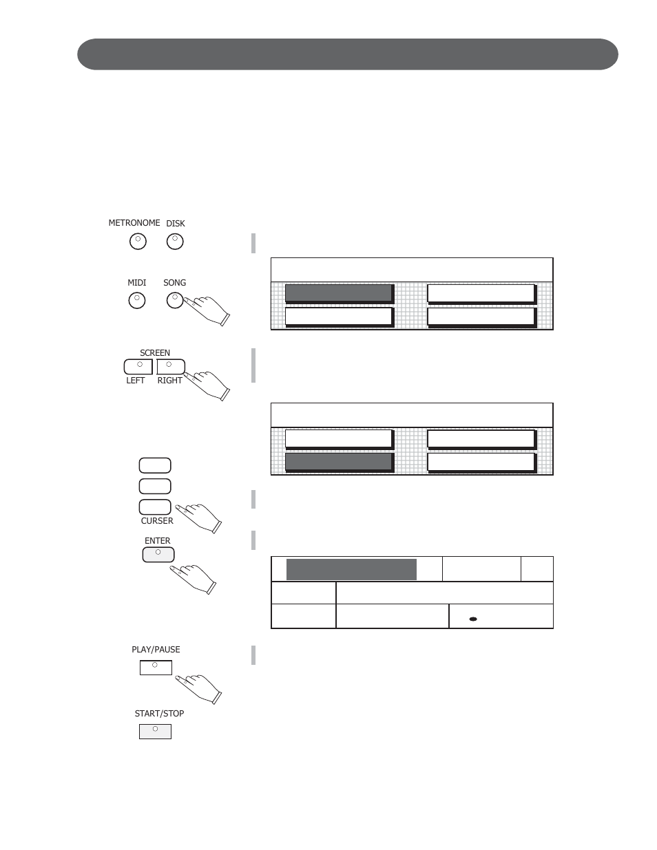 Song - play along song, Song select, Allegro annie anchors awgh asia | Ballgame bumble bee battle hymn chopin | Suzuki Musical Instrument Corp. GP-3 User Manual | Page 69 / 100