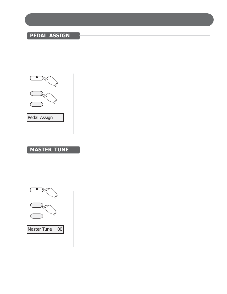 Functions, Pedal assign, Master tune | Suzuki Musical Instrument Corp. HP-97 User Manual | Page 25 / 44