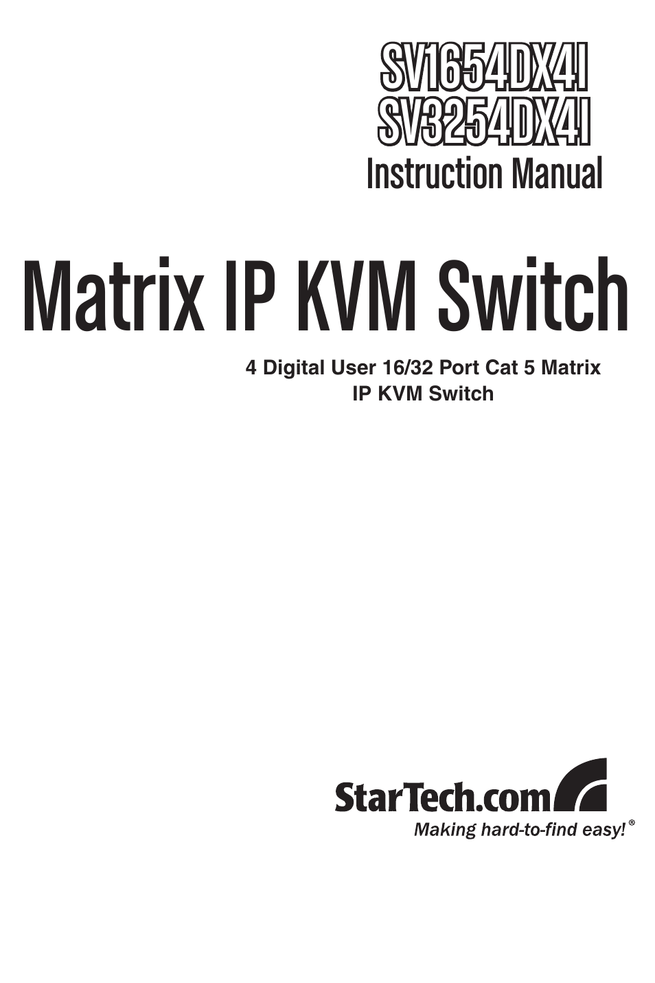 StarTech.com MATRIX SV3254DX4I User Manual | 72 pages