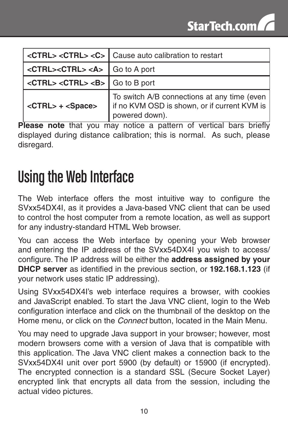 Using the web interface | StarTech.com MATRIX SV3254DX4I User Manual | Page 15 / 72