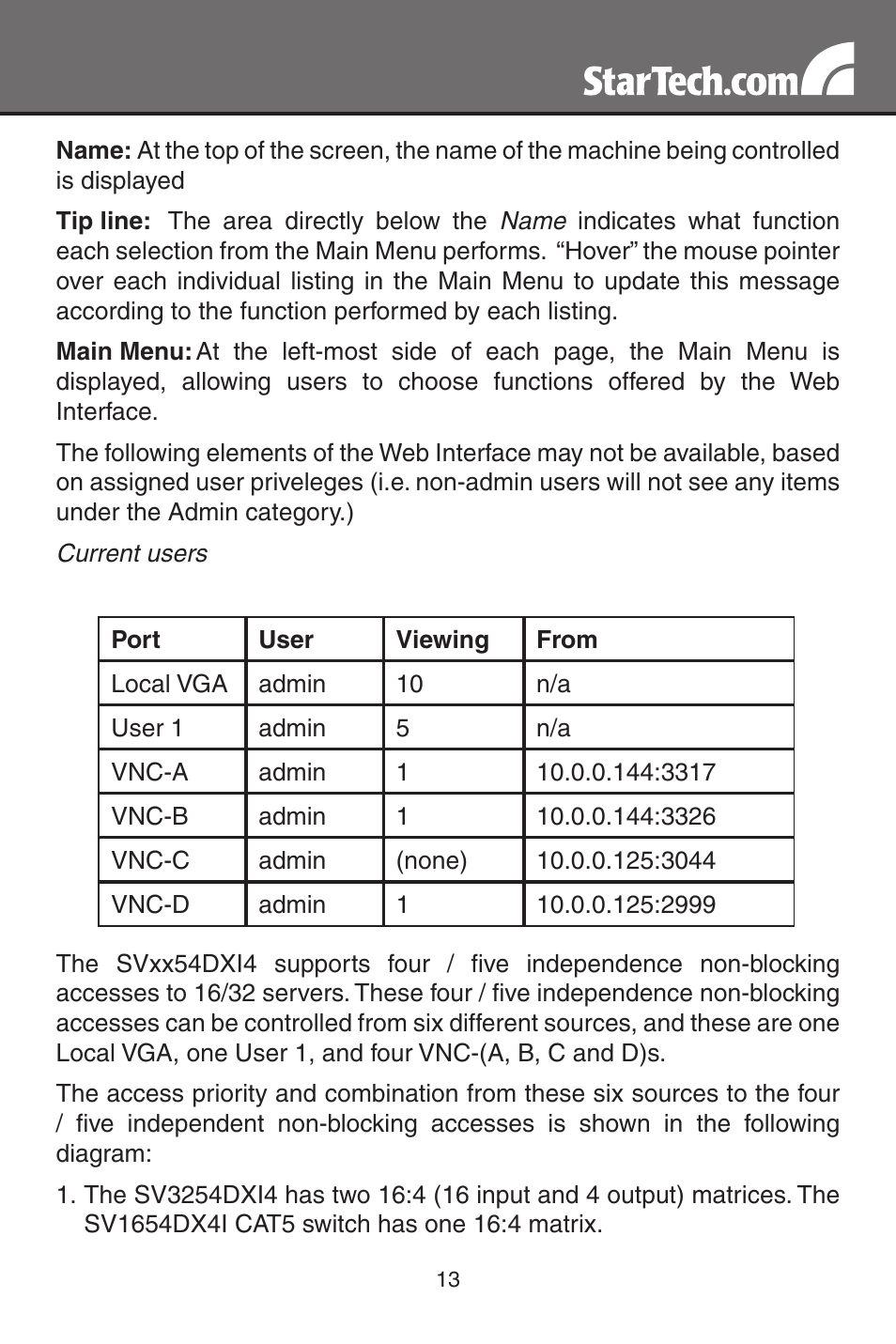 StarTech.com MATRIX SV3254DX4I User Manual | Page 18 / 72