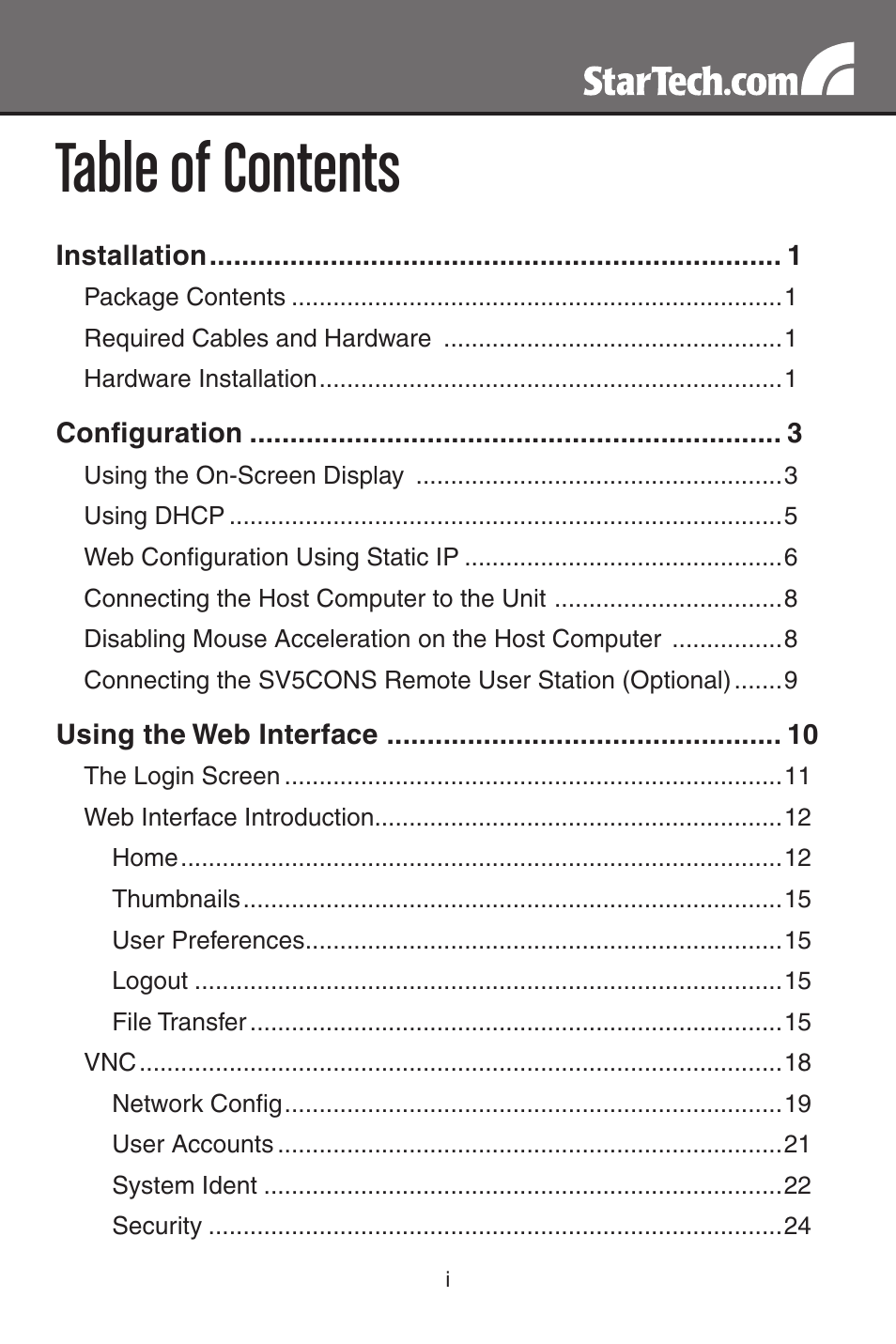StarTech.com MATRIX SV3254DX4I User Manual | Page 3 / 72