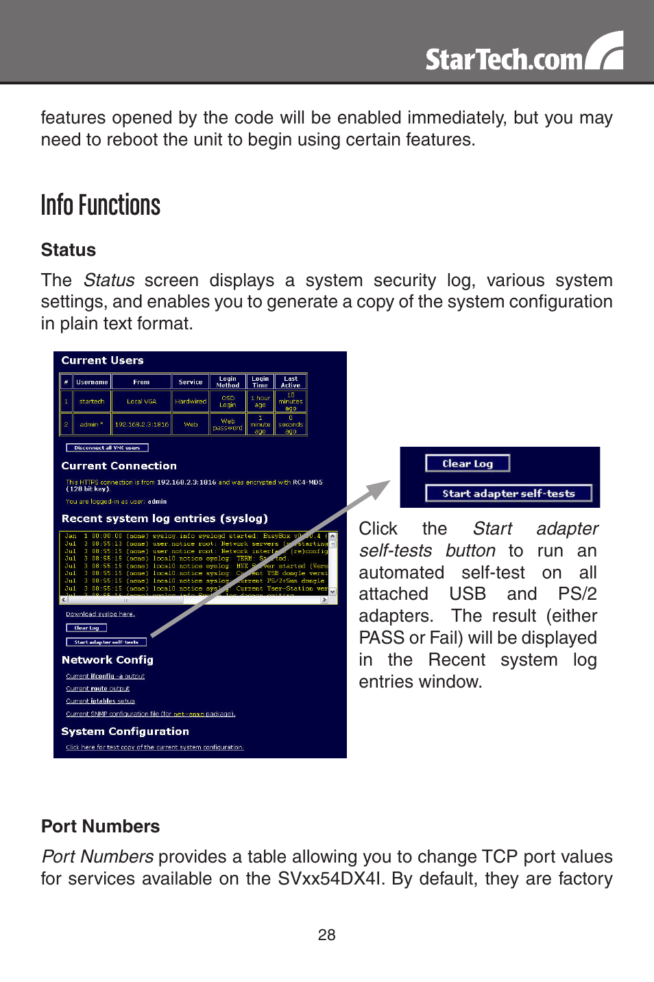 Info functions | StarTech.com MATRIX SV3254DX4I User Manual | Page 33 / 72