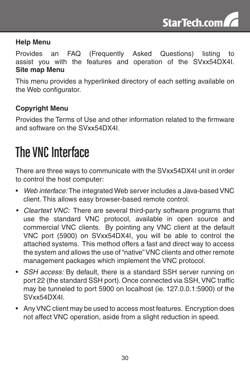 The vnc interface | StarTech.com MATRIX SV3254DX4I User Manual | Page 35 / 72