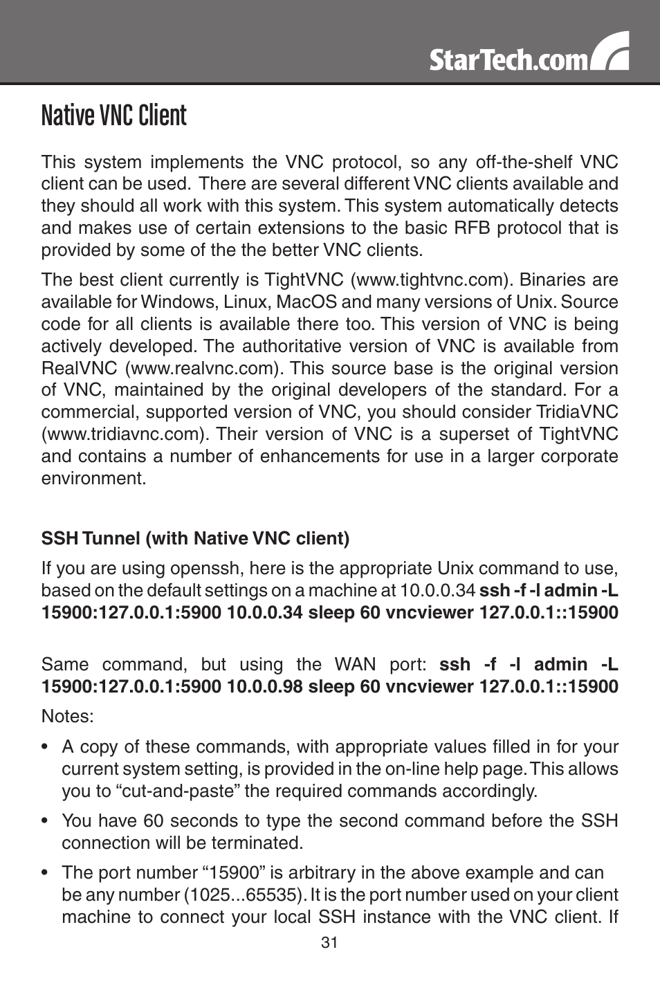 Native vnc client | StarTech.com MATRIX SV3254DX4I User Manual | Page 36 / 72