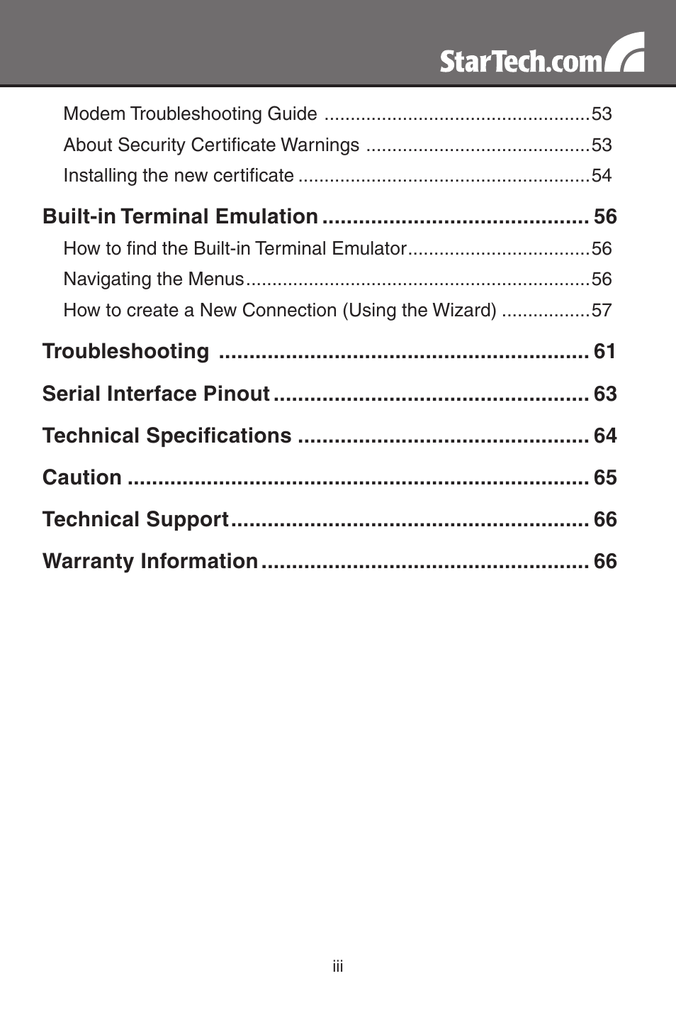 StarTech.com MATRIX SV3254DX4I User Manual | Page 5 / 72