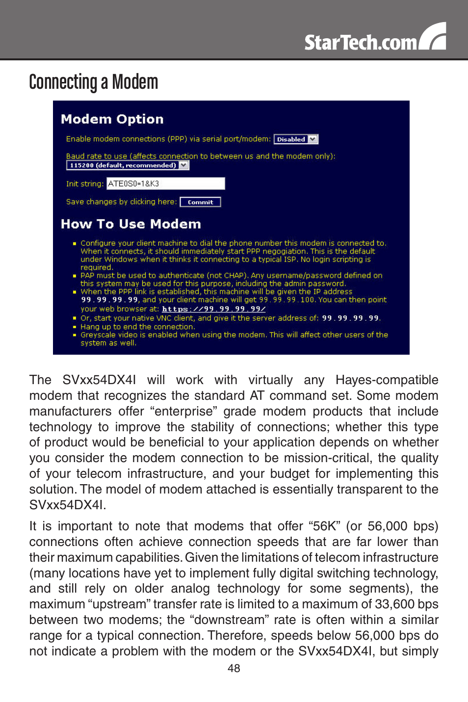 Connecting a modem | StarTech.com MATRIX SV3254DX4I User Manual | Page 53 / 72