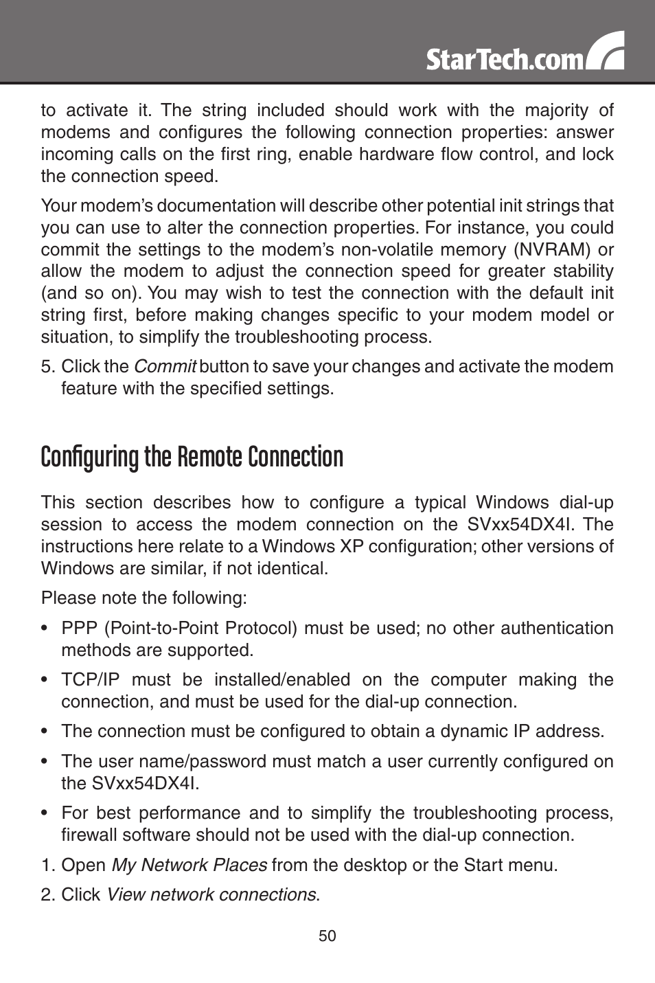 Configuring the remote connection | StarTech.com MATRIX SV3254DX4I User Manual | Page 55 / 72