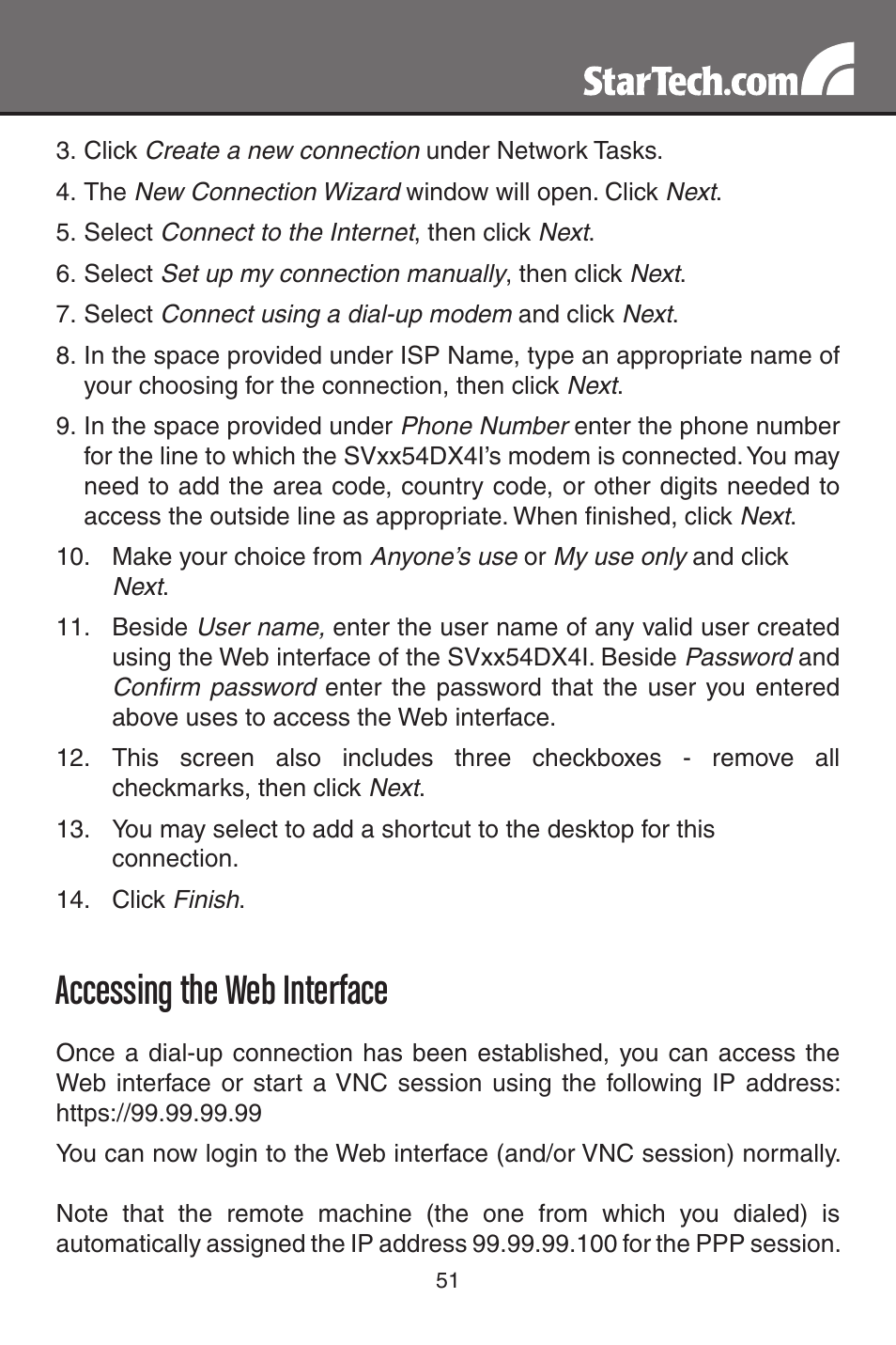 Accessing the web interface | StarTech.com MATRIX SV3254DX4I User Manual | Page 56 / 72