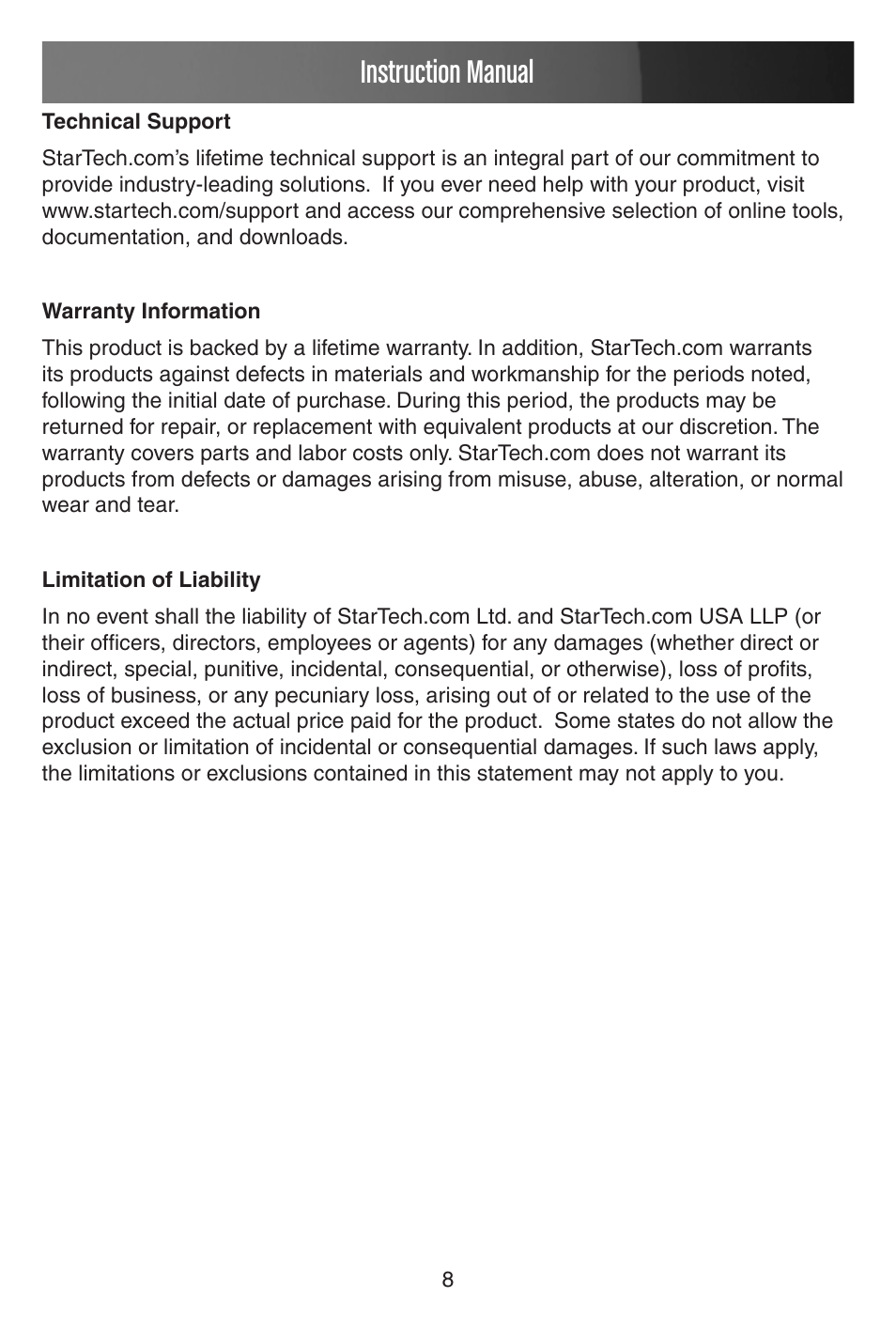 Instruction manual | StarTech.com PEXSATA22I User Manual | Page 11 / 12